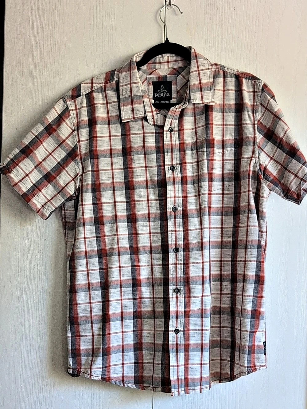 prAna Men's Plaid Cotton Shirt Size Large Like New